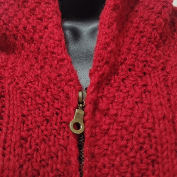 Women's Vintage Romney 100% Wool Zip Front Hooded Cardigan Sweater - Picture 4 of 6